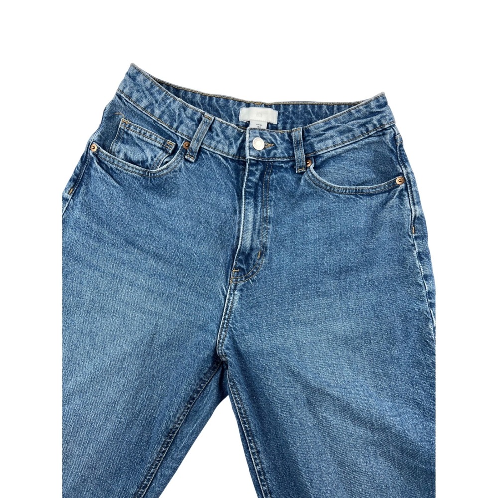 H M Womens Denim Jeans Blue Light Wash High‎ Rise Straight Leg Size 8